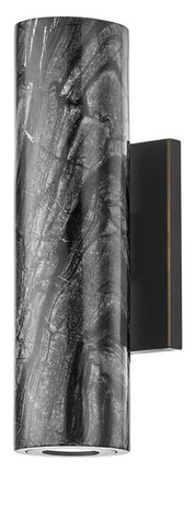 Casa Padrino Luxus Marmor LED Wandleuchte Schwarz / Messing 6,35 x 8,89 x H. 25,4 cm - Wohnzimmer Wandleuchte - Hotel Wandleuchte - Restaurant Wandleuchte - Luxus Leuchten - Luxus Interior