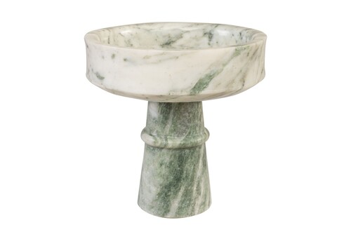 Casa Padrino Luxus Marmor Schale Gr�n 20 x 20 x H. 20 cm - Kelchf�rmige Schale auf rundem Fu� aus hochwertigem Indian Green Onyx - Luxus Deko Accessoires