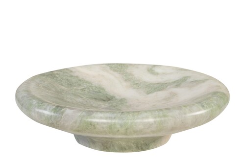 Casa Padrino Luxus Marmor Schale Gr�n 30 x 30 x H. 8,5 cm - Gro�e runde Schale mit sanft gerundeter Wandung aus hochwertigem Indian Green Onyx - Luxus Deko Accessoires