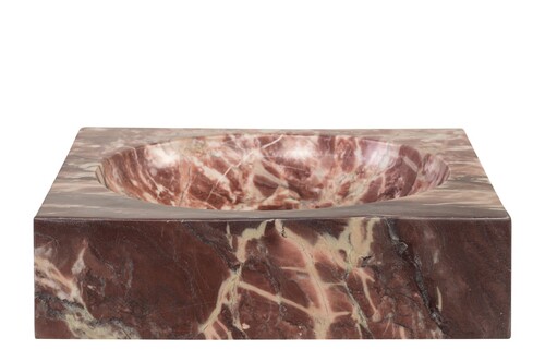 Casa Padrino Luxus Marmor Schale Rosa 28,5 x 28,5 x H. 7,5 cm - Runde Deko Schale aus hochwertigem Rosalia Pink Marmor - Luxus Deko Accessoires