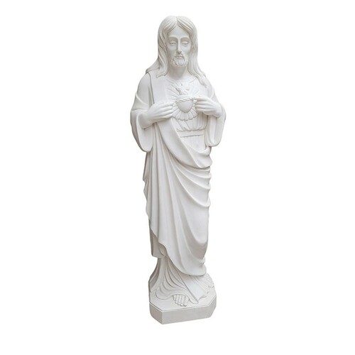 Casa Padrino Luxus Marmor Skulptur Christusfigur Wei� - Handgefertigte Marmorfigur - Gro�e Deko Skulptur