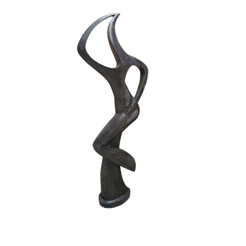 Casa Padrino Luxus Marmor Skulptur T�nzerin Abstrakt Schwarz 50 x 40 x H. 146 cm - Handgefertigte Marmorfigur - Gro�e Moderne Deko Skulptur