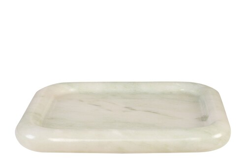 Casa Padrino Luxus Marmor Tablett Gr�n 30 x 30 x H. 3 cm - Quadratisches Tablett mit flach erh�htem Rand aus hochwertigem Indian Green Onyx - Luxus Deko Accessoires