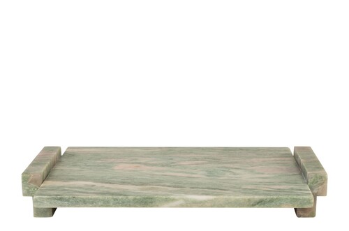 Casa Padrino Luxus Marmor Tablett Gr�n 40 x 25 x H. 6 cm - Rechteckiges Tablett mit Rand aus hochwertigem Indian Green Onyx - Luxus Deko Accessoires