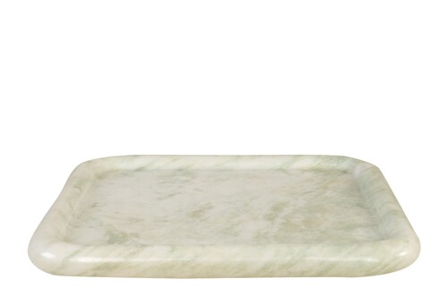 Casa Padrino Luxus Marmor Tablett Gr�n 40 x 40 x H. 3,5 cm - Quadratisches Tablett mit flach erh�htem Rand aus hochwertigem Indian Green Onyx - Luxus Deko Accessoires