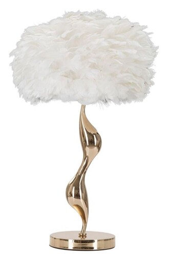 Casa Padrino Luxus Tischleuchte Gold / Wei�  40 x H. 63 cm