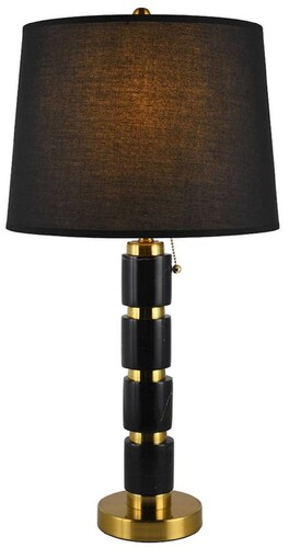 Casa Padrino Luxus Marmor Tischleuchte Schwarz / Gold H. 70 cm