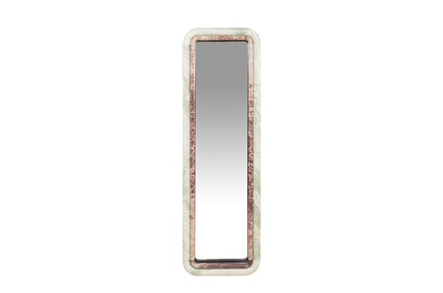 Casa Padrino Luxus Marmor Wandspiegel Gr�n / Rosa 50 x 2,5 x H. 160 cm - Edler hoher Spiegel mit Marmorrahmen - Luxus Wohnzimmer Accessoires