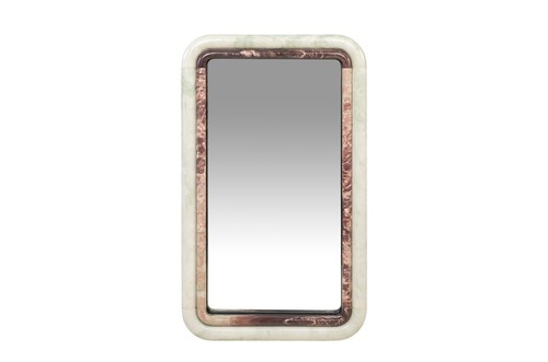Casa Padrino Luxus Marmor Wandspiegel Gr�n / Rosa 60 x 2,5 x H. 100 cm - Edler Spiegel mit Marmorrahmen - Luxus Wohnzimmer Accessoires