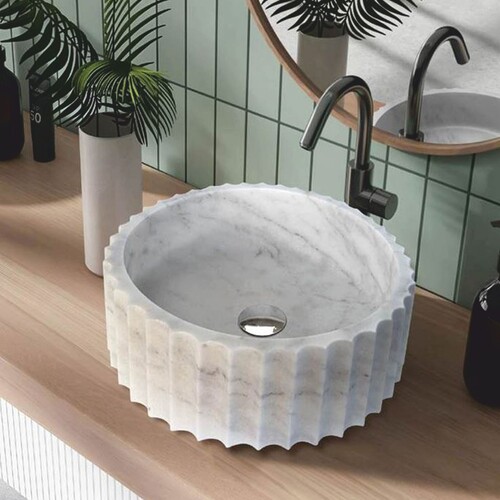 Casa Padrino Luxus Marmor Waschbecken Schale Wei�  39 cm - Badezimmer Accessoires