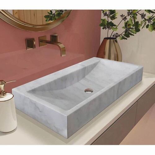 Casa Padrino Luxus Marmor Waschbecken Wei� 74,9 cm - Badezimmer Accessoires
