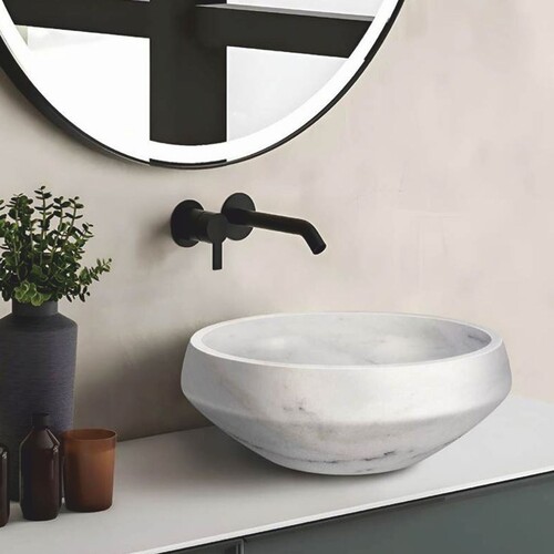 Casa Padrino Luxus Marmor Waschbecken Schale Wei�  42 cm - Luxus Badezimmer Accessoires