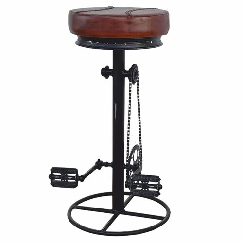 Casa Padrino Industrie Stil Barhocker Schwarz / Braun H. 80 cm - Bar M�bel