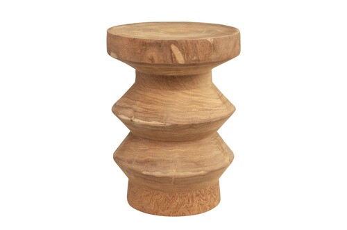 Casa Padrino Luxus Massivholz Beistelltisch / Hocker Naturfarben  33 x H. 45,5 cm - Handgeschnitzter Beistelltisch aus Dimb-Holz in Form eines Schach-Turms - Luxus M�bel