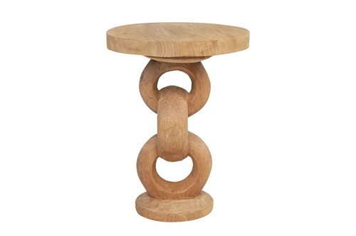 Casa Padrino Luxus Massivholz Beistelltisch Naturfarben  49 x H. 64 cm - Skulpturaler Beistelltisch aus handgeschnitztem Dimb-Holz mit Kettenglied-Motiv - Luxus M�bel