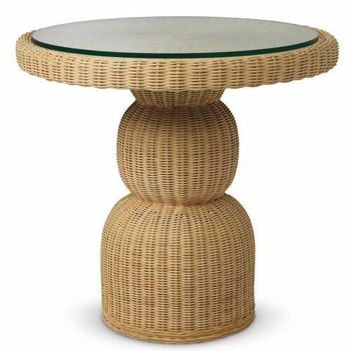 Casa Padrino Luxus Rattan Esstisch Naturfarben  80 cm - Rattan Esszimmer M�bel