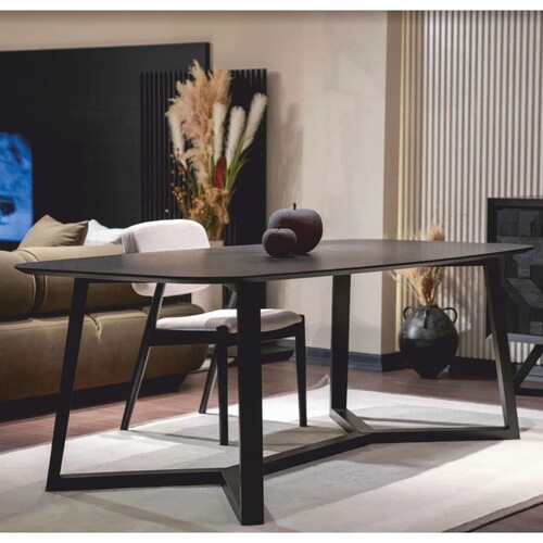 Casa Padrino Luxus Massivholz Esstisch Schwarz 220 cm - Esszimmer M�bel