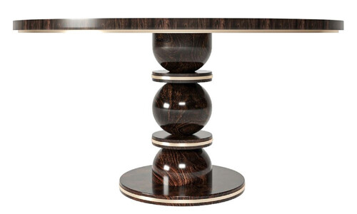 Casa Padrino Luxus Esstisch Dunkelbraun / Messing  150 x H. 76 cm - Runder Massivholz Esszimmertisch - Esszimmer M�bel - Luxus M�bel