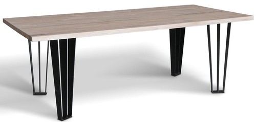 Casa Padrino Massivholz Esstisch in authentisch rustikaler Optik - Verschiedene Farben & Gr��en - Rechteckiger K�chentisch mit massiver Eichenholz Tischplatte und Metallbeinen