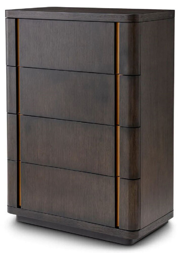 Casa Padrino Luxus Kommode mit 4 Schubladen Mokka / Messing 85 x 48,5 x H. 120,5 cm - Schlafzimmer Kommode - Schlafzimmer M�bel - Hotel M�bel - Luxus M�bel - Luxus Qualit�t