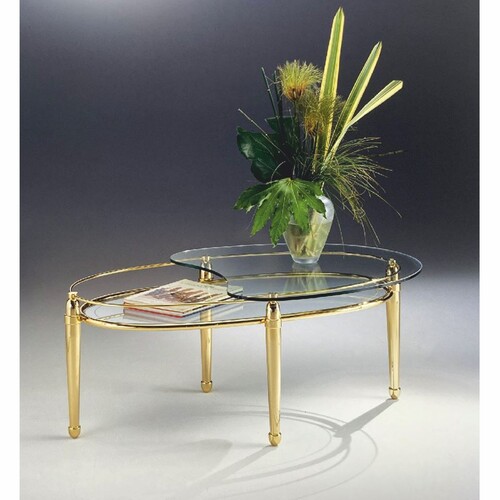 Casa Padrino Luxus Messing Couchtisch mit Glasplatten 115 cm - Made in Italy