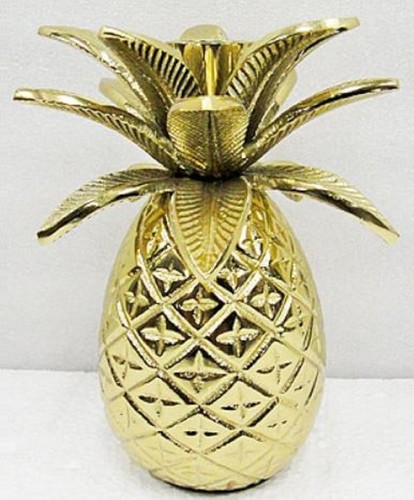 Casa Padrino Designer Messing Kerzenhalter Ananas Gold  12 x H. 15 cm - Luxus Accessoires