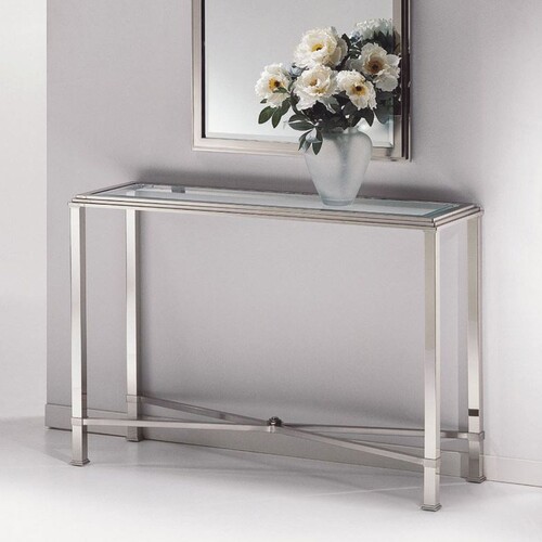 Casa Padrino Luxus Messing Konsole Silber 105 x 35 x H. 81 cm - Made in Italy