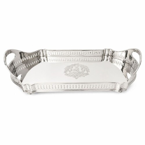 Casa Padrino Barock Messing Serviertablett Silber 48 cm - Barockstil Gastronomie Accessoires