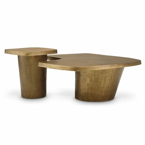 Casa Padrino Luxus Aluminium Couchtisch Set Vintage Messing - Hotel & Wohnzimmer M�bel