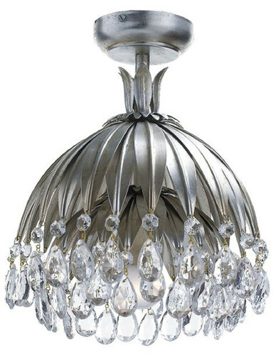 Casa Padrino Luxus Kristall Deckenleuchte Palme Silber  27 x H. 29 cm - Wohnzimmer Deckenleuchte - Hotel Deckenleuchte - Luxus Deckenleuchten