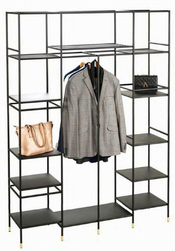 Casa Padrino Luxus Metall Regalschrank Schwarz / Messingfarben 150 x 40 x H. 200 cm - Wohnzimmerschrank - B�cherschrank - Metall M�bel