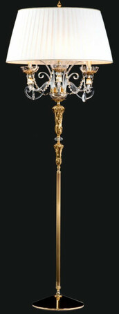 Casa Padrino Luxus Barock Stehleuchte Gold / Wei�  65 x H. 185 cm - Elegante Barockstil Stehlampe mit edlem Kristallglas - Barock M�bel