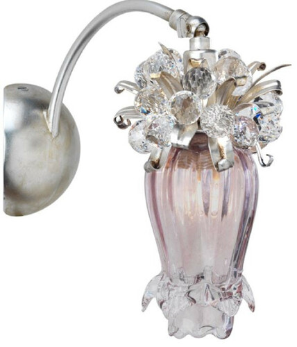 Casa Padrino Luxus Wandleuchte mit Swarovski Kristallglas Silber / Gold / Lila 10 x 21 x H. 20 cm - Wohnzimmer Wandleuchte - Hotel Wandleuchte - Luxus Kollektion