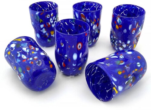 Casa Padrino Luxus Murano Kristallglas Wasserglas 6er Set Blau  8 x H. 12 cm - Made in Italy