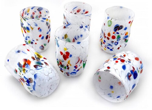 Casa Padrino Luxus Murano Kristallglas Wasserglas 6er Set Wei�  8 x H. 12 cm - Made in Italy