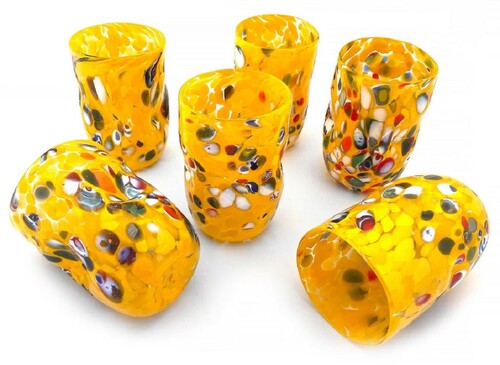 Casa Padrino Luxus Murano Kristallglas Wasserglas 6er Set Gelb  8 x H. 12 cm - Made in Italy