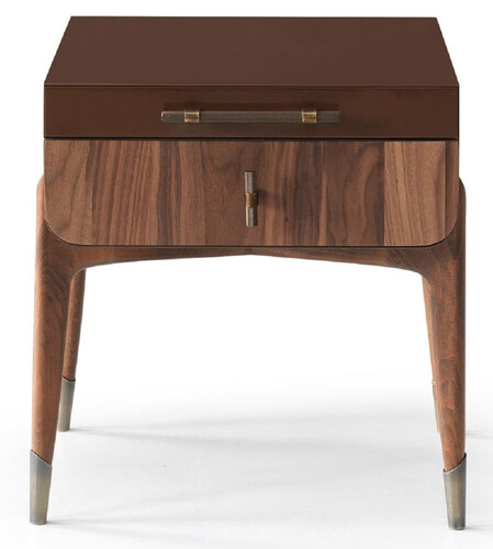 Casa Padrino Luxus Nachtkommode Braun / Dunkelbraun 49 x 54 x H. 51 cm - Massivholz Nachttisch mit 2 Schubladen - Schlafzimmer M�bel - Hotel M�bel - Luxus M�bel