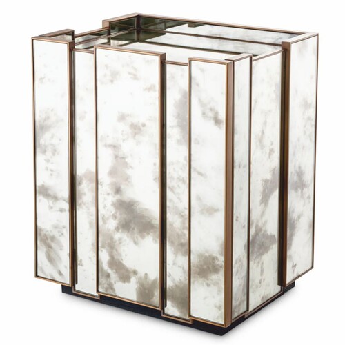 Casa Padrino Luxus Nachttisch mit antikem Spiegelglas H. 68,5 cm - Schlafzimmer M�bel