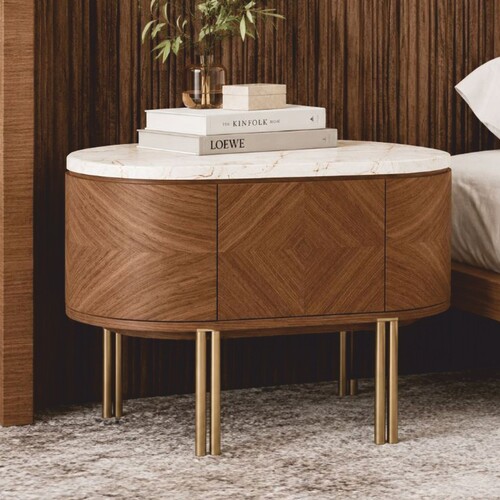 Casa Padrino Luxus Nachttisch Braun / Wei� / Messing 83 cm - Luxus Hotel & Schlafzimmer M�bel