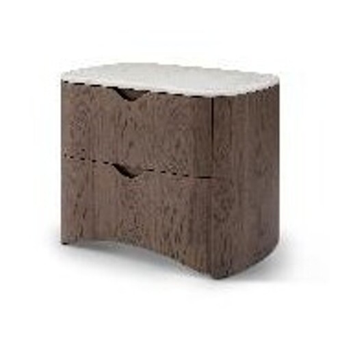 Casa Padrino Luxus Nachttisch Silbergrau / Hellgrau 60 x 42 x H. 50 cm - Nachttisch mit Travertin - Moderne Schlafzimmer M�bel - Luxus Qualit�t