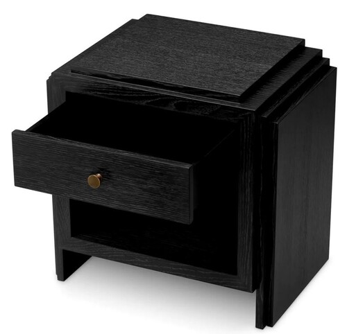 Casa Padrino Luxus Nachttischkommode Anthrazitgrau / Messingfarben 58 x 42,5 x H.57 cm - Schlafzimmer Beistelltisch mit Schubladen - Luxus Schlafzimmer M�bel