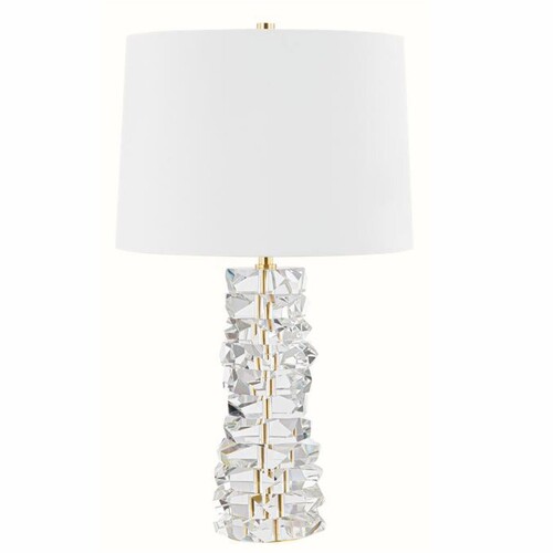 Casa Padrino Luxus Kristallglas Tischleuchte Antik Messing / Wei� H. 72 cm