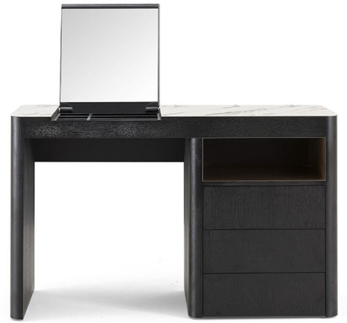Casa Padrino Luxus Schminktisch mit 3 Schubladen und ausklappbarem Spiegel Schwarz / Wei� 120 x 50 x H. 76 cm - Luxus Badezimmer M�bel - Hotel M�bel