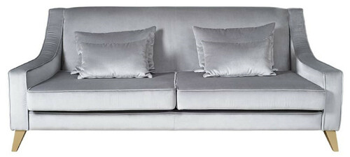 Casa Padrino Luxus Neoklassik Sofa Silber / Gold 202 x 94 x H. 85 cm - Wohnzimmer Sofa - Hotel Sofa - Wohnzimmer M�bel - Hotel M�bel - Luxus M�bel - Neoklassik M�bel