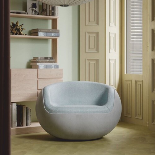 Casa Padrino Luxus Beton Sessel Grau / Hellblau - Wohnzimmer & Garten Sessel