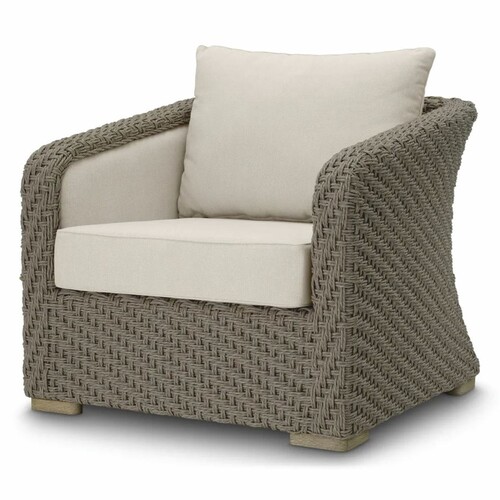 Casa Padrino Luxus Kunstrattan Garten Sessel Grau / Sandfarben - Garten M�bel