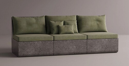 Casa Padrino Luxus Sofa Gr�n / Anthrazit 240 cm - Modulares Wetterfestes Beton Sofa