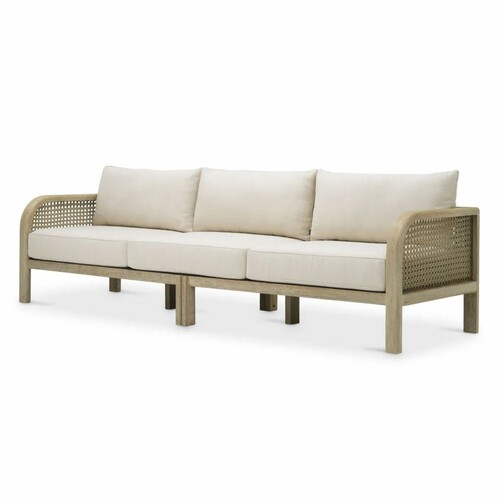 Casa Padrino Luxus Teakholz Garten Sofa Sandfarben / Beige 283 cm - Garten M�bel