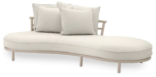 Casa Padrino Luxus Outdoor Garten Sofa Linke Seite Wei�grau / Sandfarben 220 cm - Luxus Garten M�bel