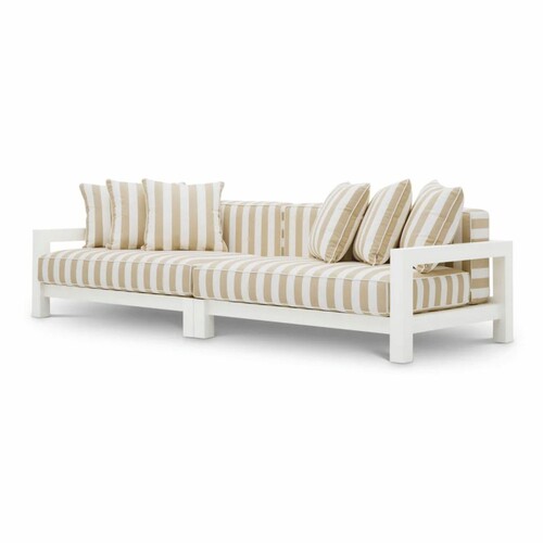 Casa Padrino Luxus Outdoor Garten Sofa Matt Wei� / Beige 273,5 cm - Luxus Garten M�bel